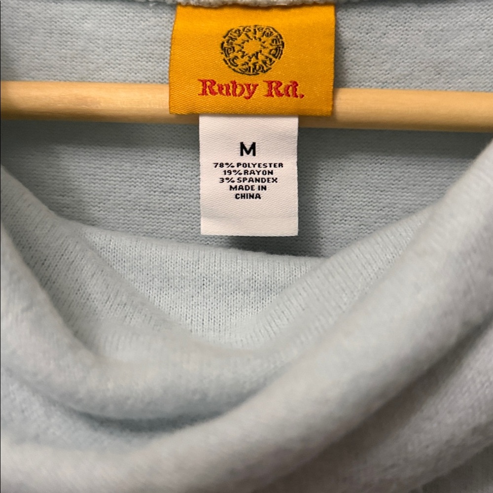 Ruby Rd. Light Blue Button Cowl Neck Sweater NWT - image 4